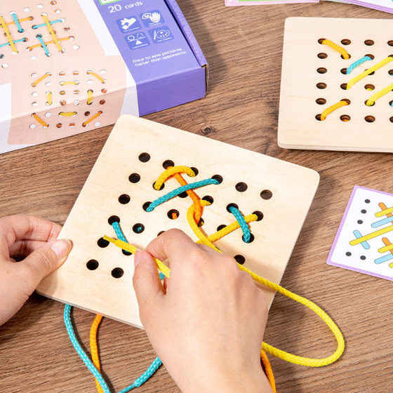 Cross-border new Montessori early education children's double battle pattern rope game exercise baby hand-eye coordination toy