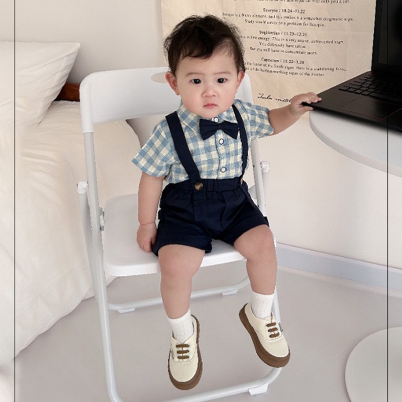 Children's suit boys summer handsome suit one-year-old dress baby shirt gentleman children's suspenders Children's suit boys summer handsome suit one-year-old dress baby shirt gentleman children's suspenders