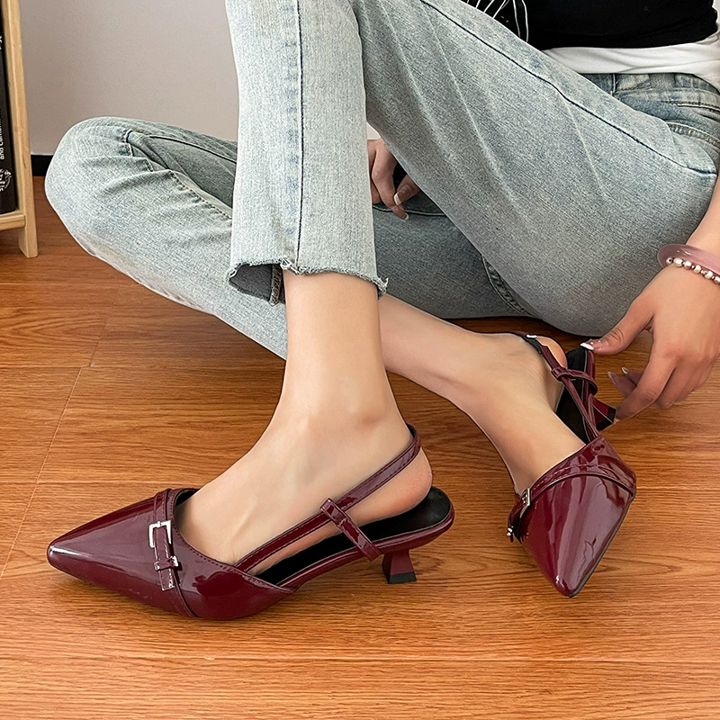 Босоножки Баотоу, элегантные женские французские туфли на высоком каблуке, женские туфли-стилето с юбками, однорядные ремешки, маленькие ароматные туфли-лодочки