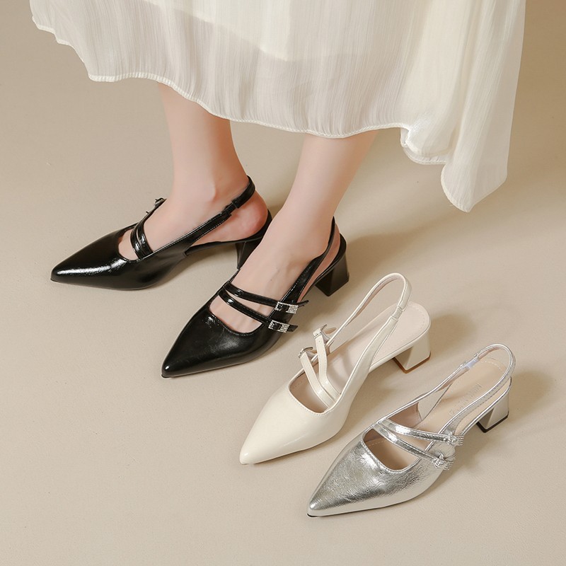 Baotou sandalias para mujeres 2026 nuevo verano zapatos de tacón medio grueso con falda de hadas estilo zapatos de tacón alto