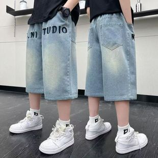 Boys' Summer Jeans 2025 New Summer Five-Point Pants for Older Boys, Summer Casual Shorts, Cool and Trendy