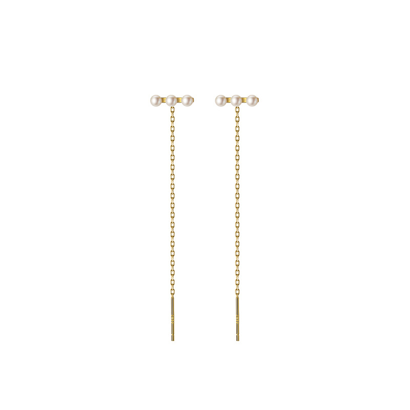 Eloch s925 plata simple larga sintética perla orejas femininidad damas pendientes G9422