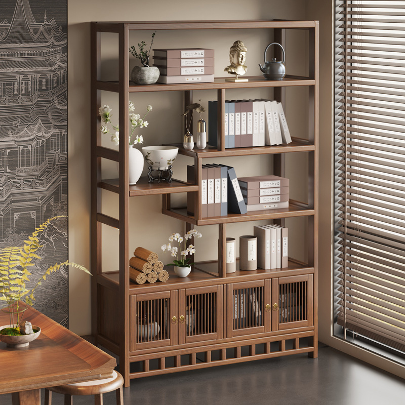 Bamboo Bogu Rack Duobaoge Small Purple Clay Pot Display Rack Tea Room Storage Rack Display Rack Chinese Tea Rack