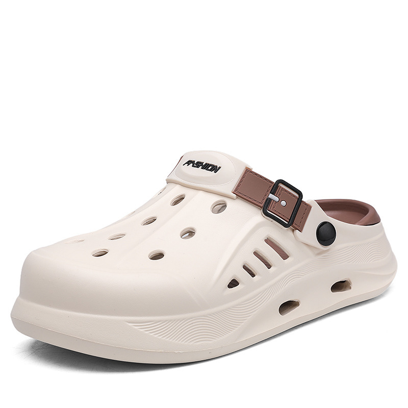 Zapatos de verano nuevos zapatos de agujero transpirables de doble capa, zapatillas frescas huecas en la playa, zapatos de hombre con suela gruesa