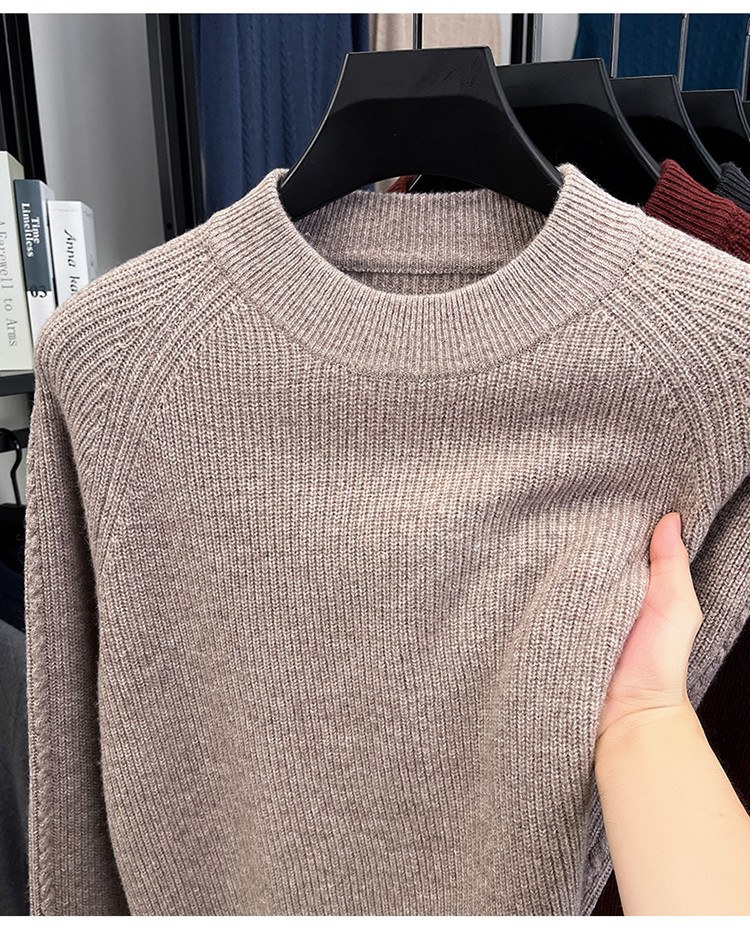 Suéter para hombres otoño y invierno nuevo abrigo casual camiseta de punto de cuello medio alto suéter de lana para hombres