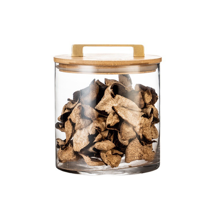 Fabricante personalizado de gran capacidad de tanque de sellado tanque de té transparente de bambú cubierta de madera tanque de sellado de alta borosilicina tanque de almacenamiento de vidrio