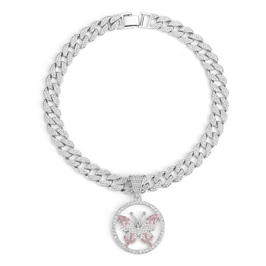 Instagram Street Hip Hop Style Personalized Colored Butterfly Pendant with 15mm Watch Buckle Cuban Necklace Jewelry_voghion.com
