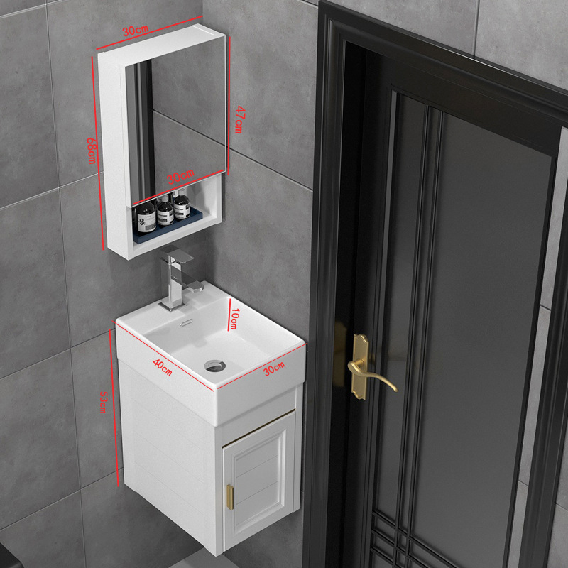 Espacio de aluminio estrecho profundo lavabo mueble de baño apartamento pequeño lavabo montado en la pared
