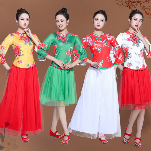Chinese folk dance dress for women female Square dance clothing female ethnic style flower guang chang Wu costumes