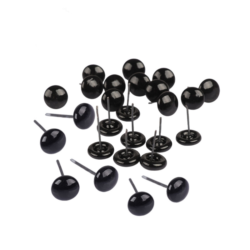 Black Flat Round Glass Eyes Handmade DIY Accessories for Crochet Dolls, Toys, Food Carving, and Needle-Punched Eyeballs