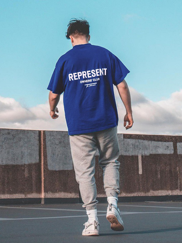 REPRESENT TRACK スモールレタリング半袖アメリカンハイストリートピュアコットン男女カップルルーズTシャツトレンド|undefined