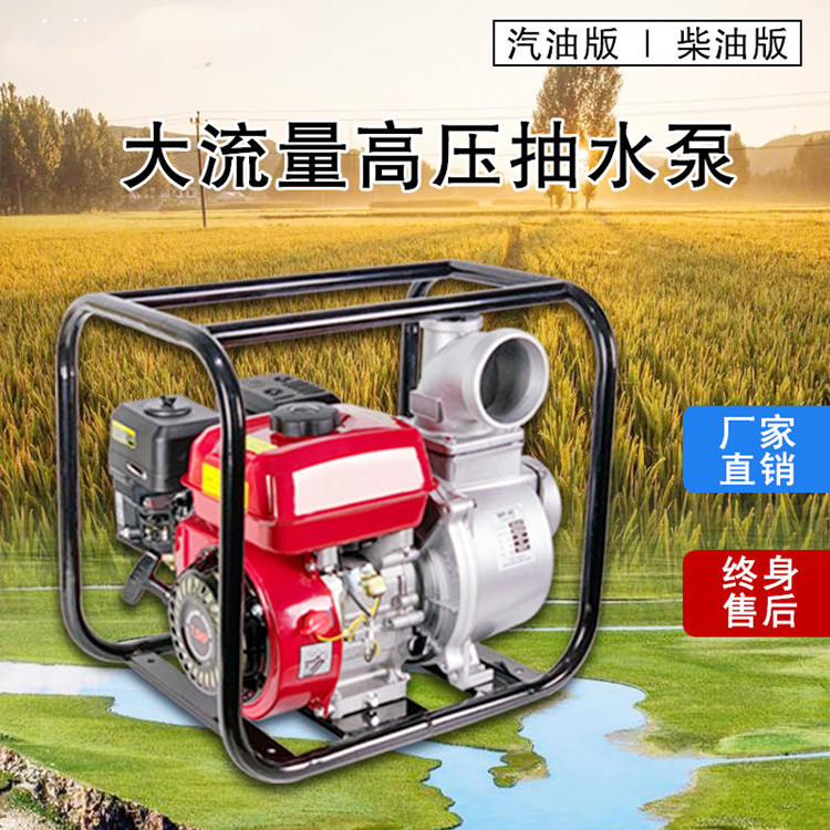 移动灵活170型汽油机抽水泵 柴油电启动灌溉泵 四冲程清水泵