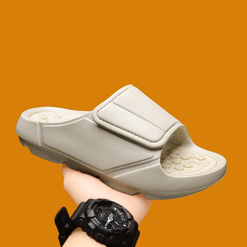 Cross-Border Large Size Thick-Soled Slippers 2025 Summer Massage Sole Slide Slippers Couple's Velcro Hard-Soled Outdoor Sandals
