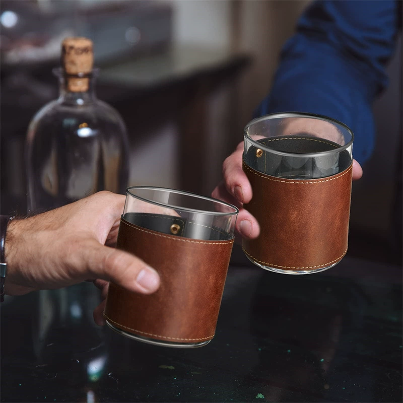 В наличии отель прозрачное стекло PU крышка кожаная защелка противоскользящая Крышка для чашки вина для напитков закаленная Защитная крышка для чашки