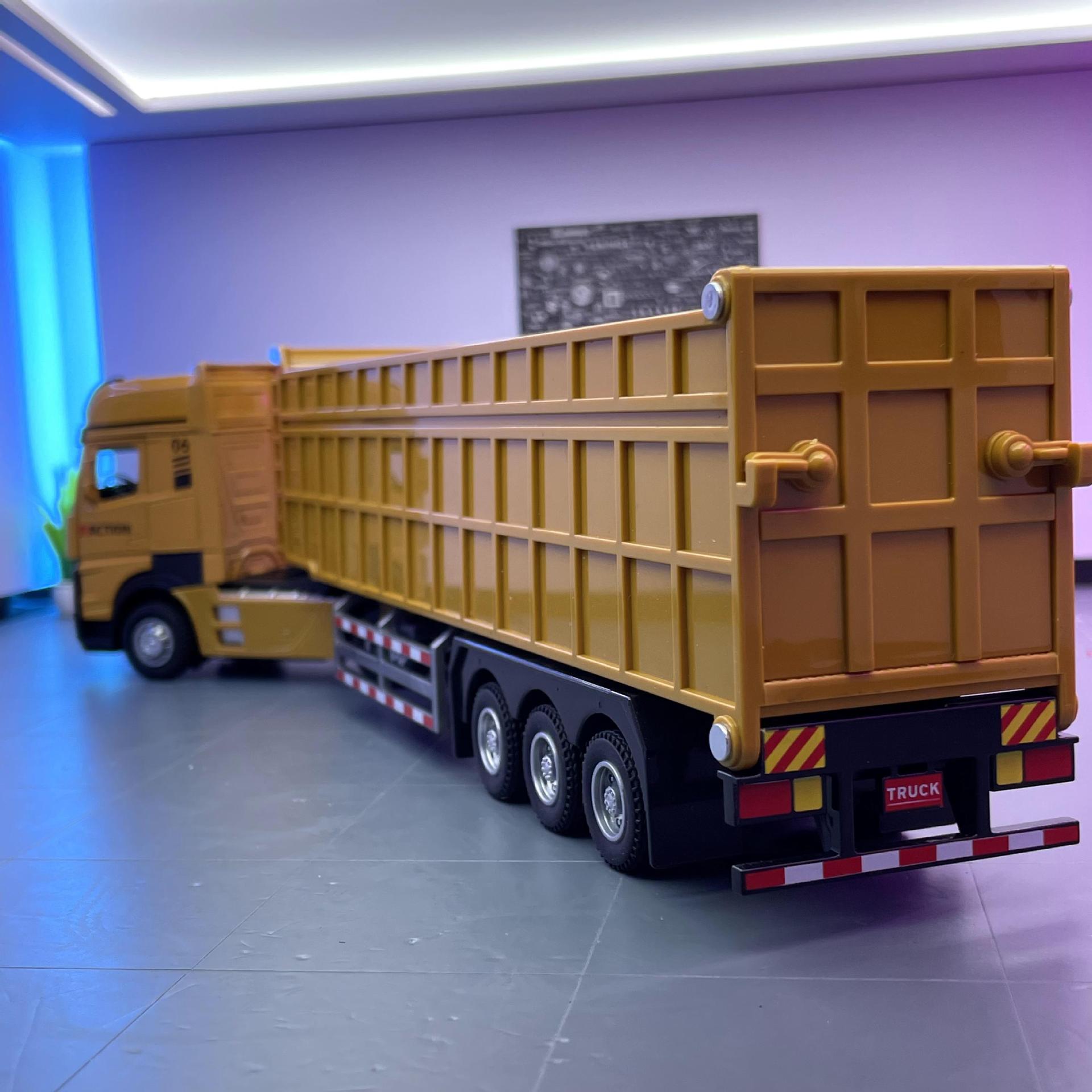 Modelo de coche de aleación Tianiing 1:50 autodescarga vehículo de ingeniería alargado con sonido y luz Tire hacia atrás colección de decoración de modelo de coche de juguete