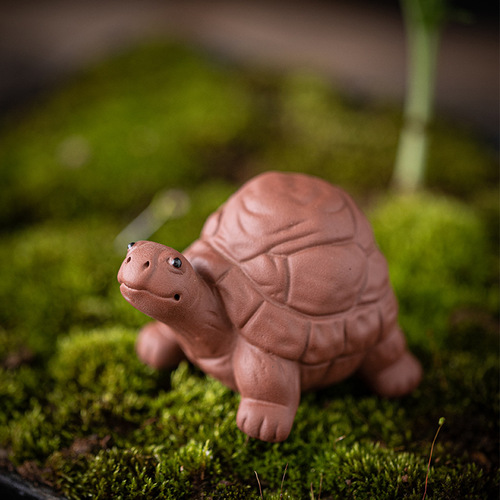 Creative purple sand turtle tea pet ornaments can raise wealth and longevity turtles for home living room tea table tea ceremony accessories