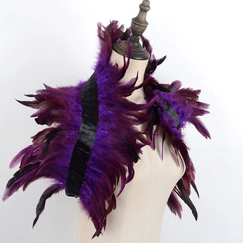 cloak accessory, feathered shoulder cape, gothic Halloween party, multiple colors