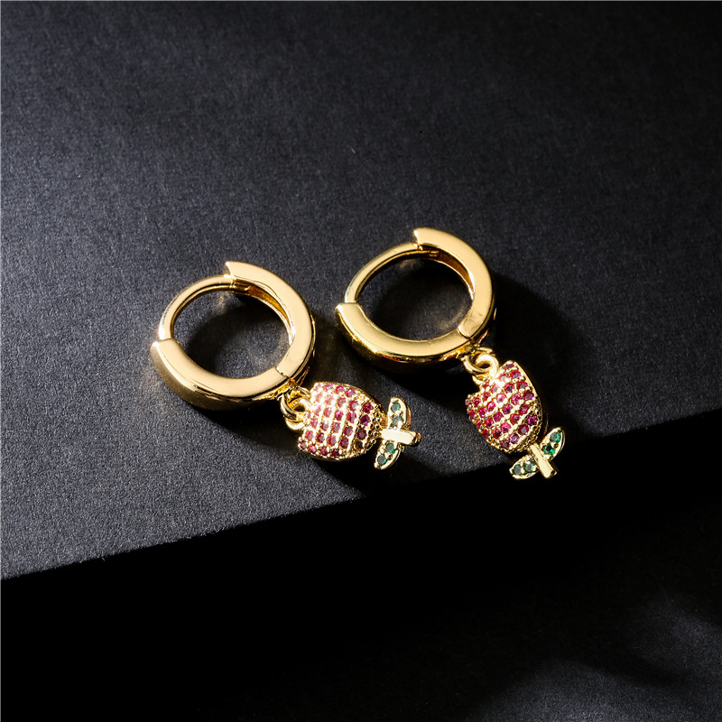 Wholesale Jewelry Copper Zircon Rose Earrings Nihaojewelry display picture 2