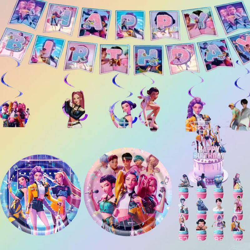 Cross-Border New Purple Pink Witch-Themed Party Supplies Birthday Tableware Paper Plates Paper Cups Napkins Banner Set