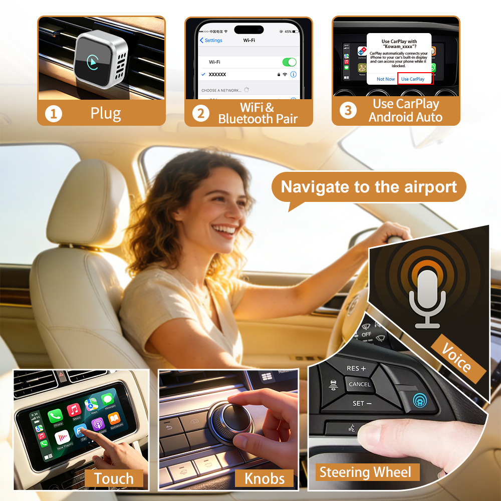 Cross-Border Wireless Carplay Box Private Model Smart Car Interconnection Box Apple Android Autocarplay Box