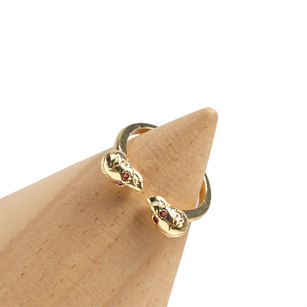 European and American cross-border micro-inlaid color zirconium open skull personality adjustable ri