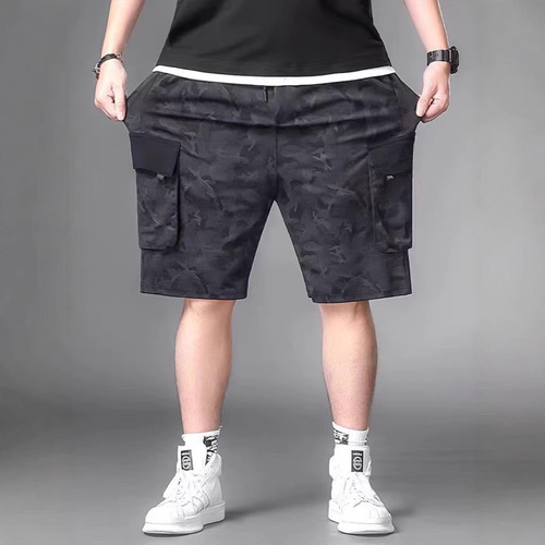 Fat Man Summer Camouflage Loose Thin Work Pants Five-Finger Shorts Plus Size High Elastic Casual Sports Shorts