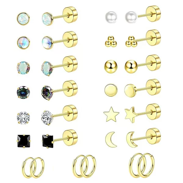 Amazon's Best-Selling Stainless Steel Round Opal Zircon Earring Set Fashion Set Earrings Manufacturer
