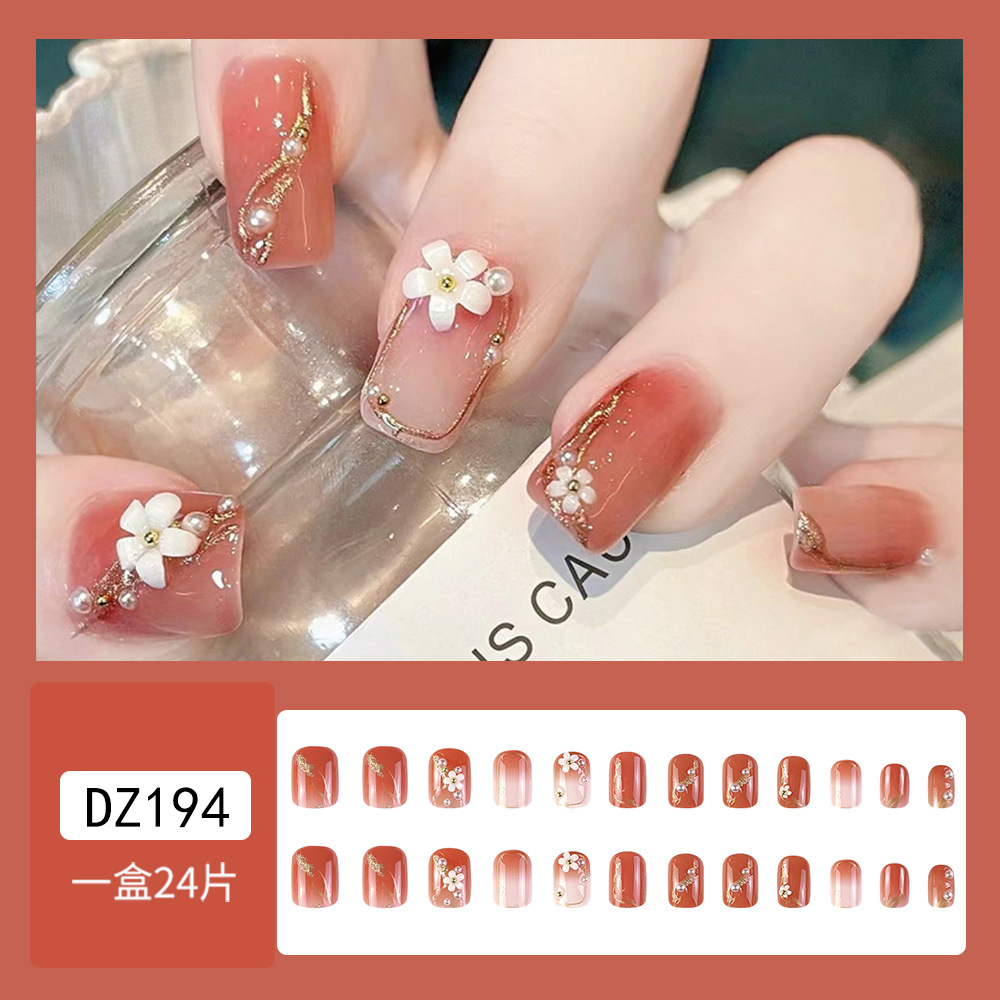 Unas de perlas de Phnom Penh de alto nivel, 24 piezas de blush gradiente puro, deseo de manicure, un pequeño libro de uñas falsas rojas, suministro directo image 8
