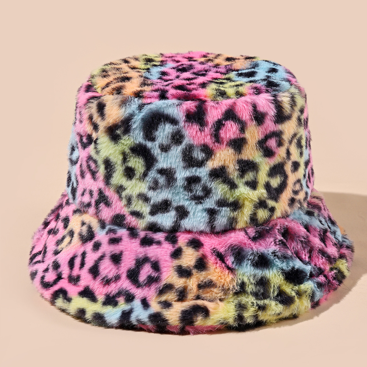 Unisex Retro Rainbow Leopard Wide Eaves Bucket Hat display picture 2