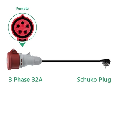 Cee Female Adapter Charging Pile, EV şarj adapterləri - three-phase-32a-seat-european-standard-plug