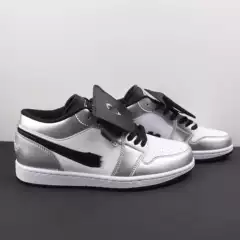 Putian Pure Original Aj1 Basketball Shoes Qiao 1 Men's Fashionable Comfortable Trendy Sneakers Silver Black Flip-Top Sports Shoes Couple Sneakers
