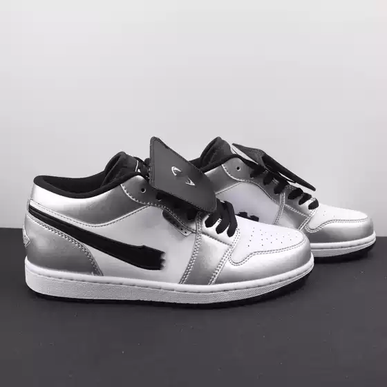Putian Pure Original Aj1 Basketball Shoes Qiao 1 Men's Fashionable Comfortable Trendy Sneakers Silver Black Flip-Top Sports Shoes Couple Sneakers