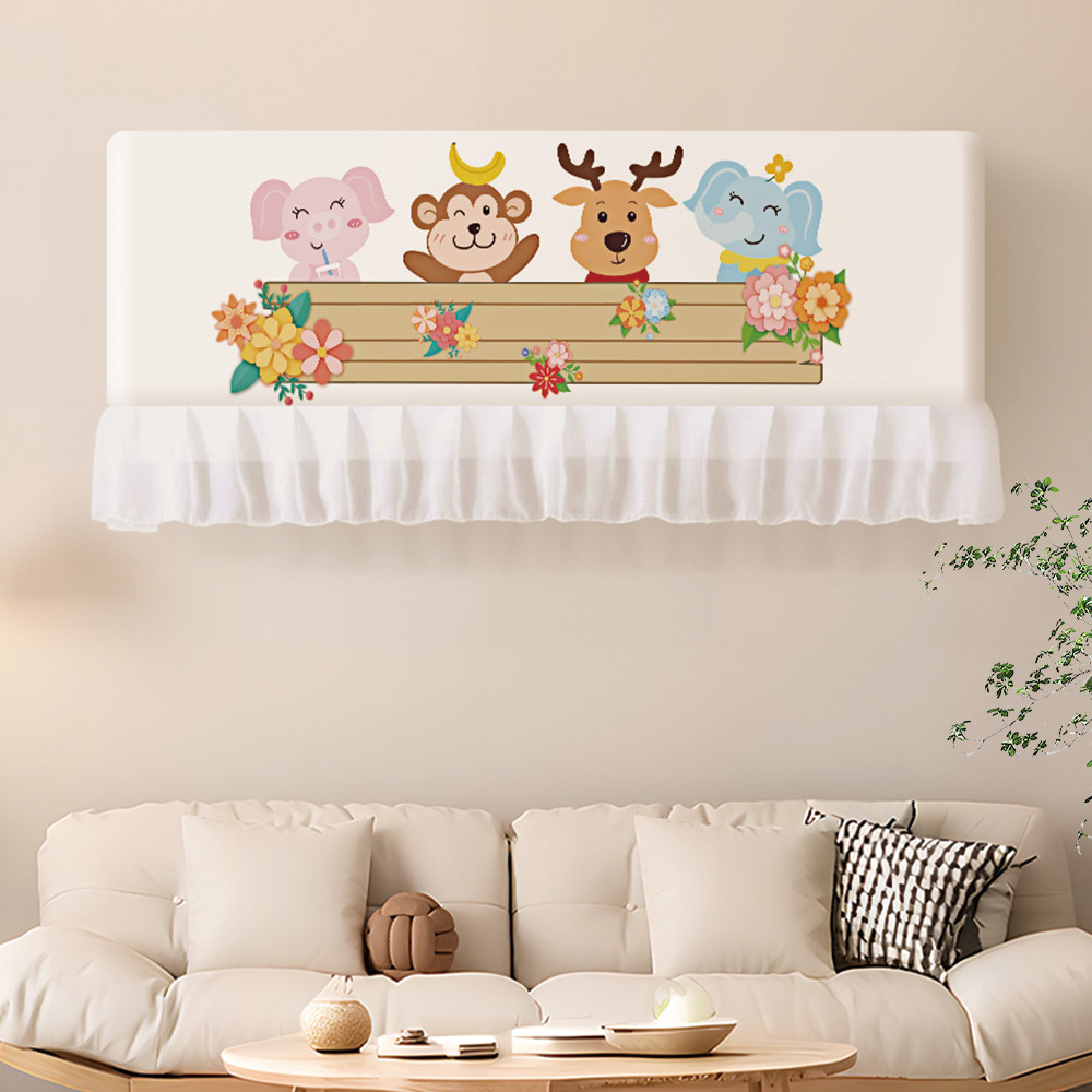 Tablero de cortina de parabrisas de aire acondicionado Tela de cubierta antipolvo de soplado recto 2025 nueva cortina de hilo de barrera para bebés de confinamiento montado en la pared