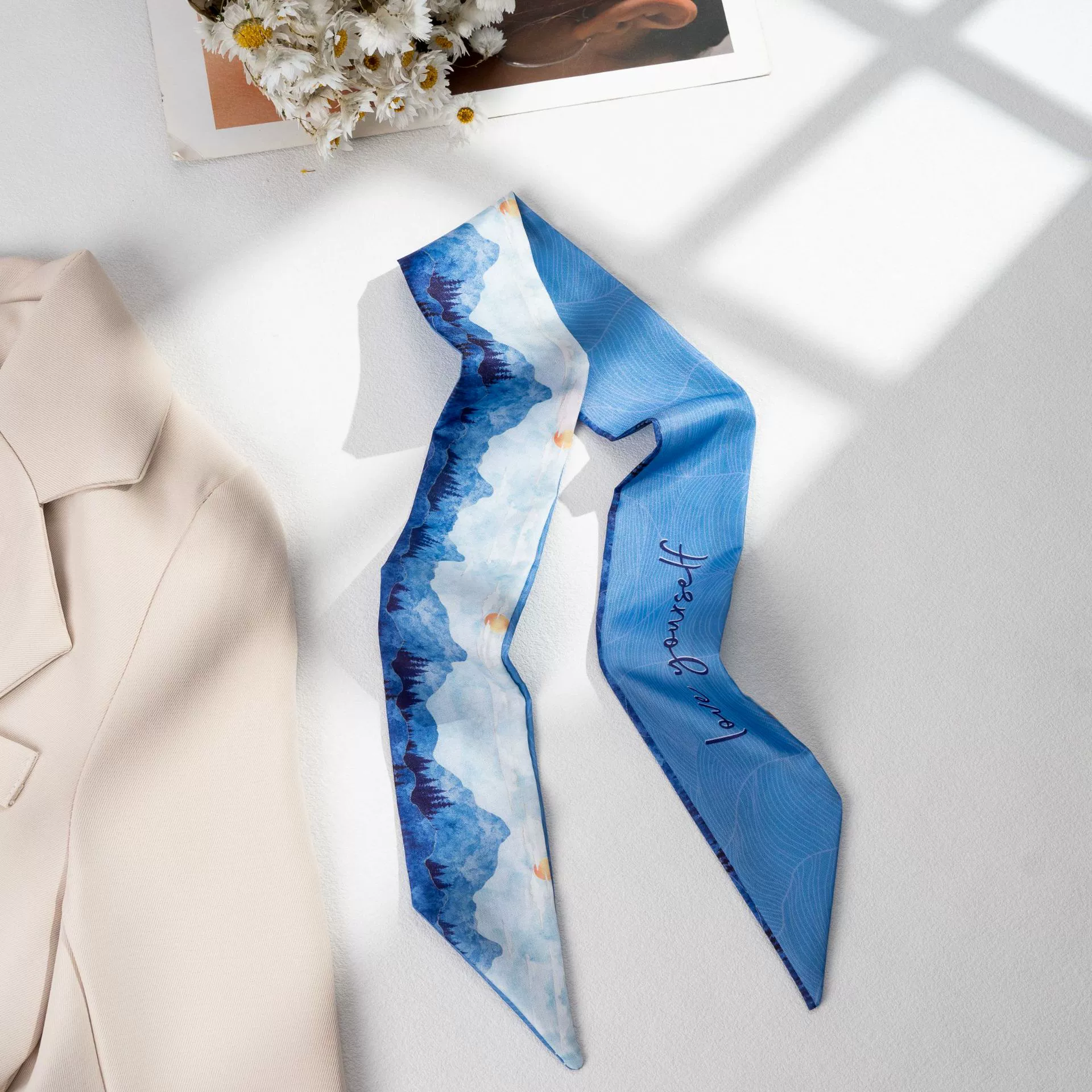 Silk Scarf Hairband (Suhang) long streamer 89×3.8 cm, lightweight gift box option
