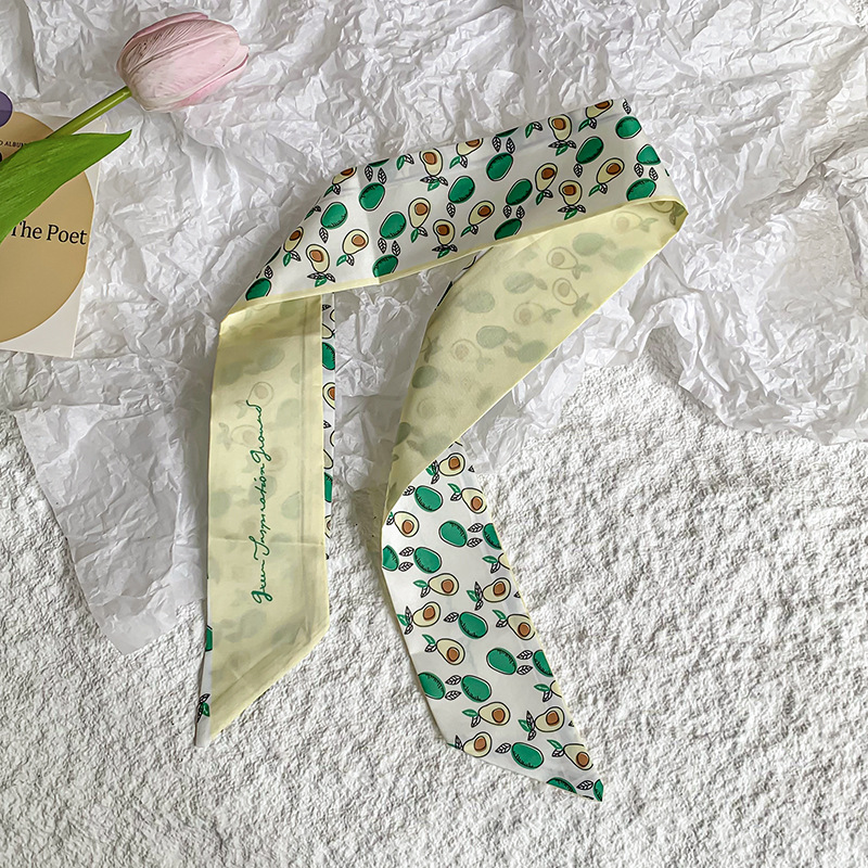 Bufanda de seda, banda larga, sensación de alta calidad, nuevo estilo, cuello, bufanda pequeña, serie de frutas, pañuelo para el cabello, cinta para el cabello