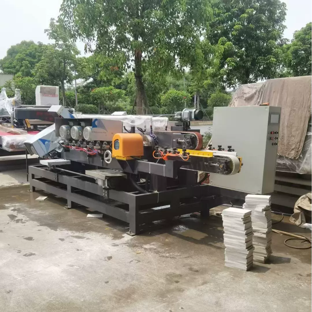 卧式全自动石材岩板样块双边磨边倒角机玻璃样块小斜边安全角抛光