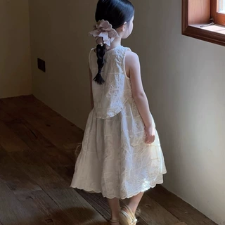 女童韩国刺绣套装半裙2026夏装儿童背心裙子宝宝洋气森系女宝童装