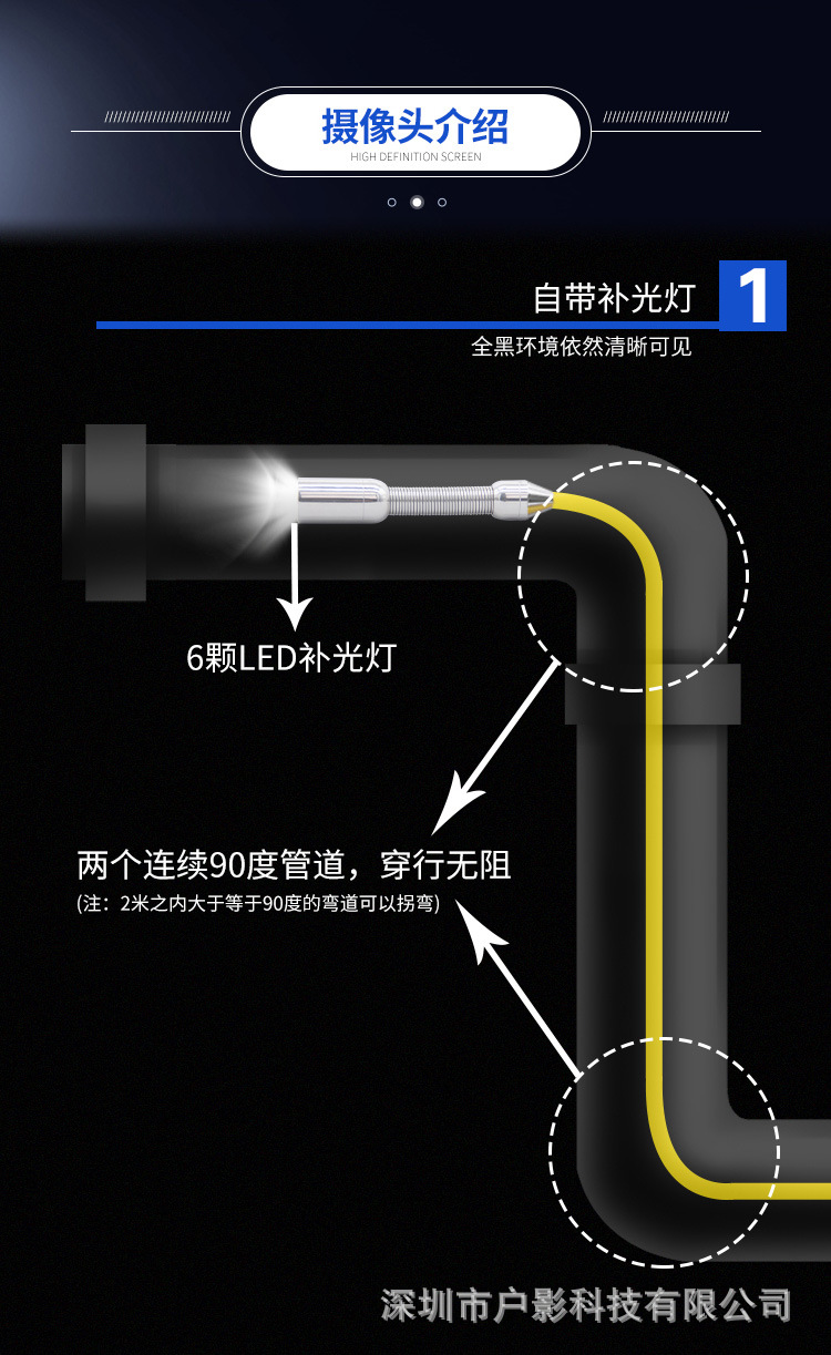 Pipe Endoscope Industrial Sewer Camera HD Pipe Camera Detector Wireless Wall Penetration Locator