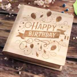 跨境定制新品书形木质礼盒带锁和精美钱包生日快乐礼品盒
