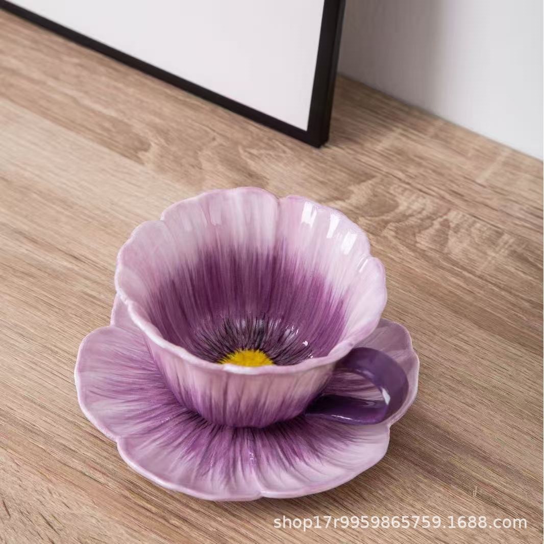 Tazas de café de cerámica transfronteriza, platos, flores pintadas a mano, nuevas tazas de leche de té de la tarde de estilo chino, nuevas redes populares image 21
