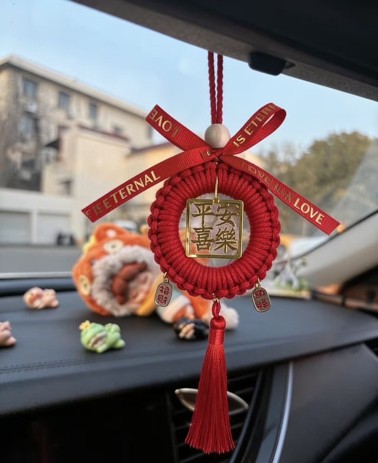 Handmade DIY Gift Red String Hanging Ornament for Peace and Joy, Attracts Wealth and Good Fortune, New Car Hanging Tag, Car Interior Decoration, Gift for Boyfriend