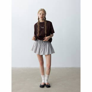[Daihe] Summer New Casual High Waist Silk Cotton Pleated Ruffled Ice Ballet Skirt H8832