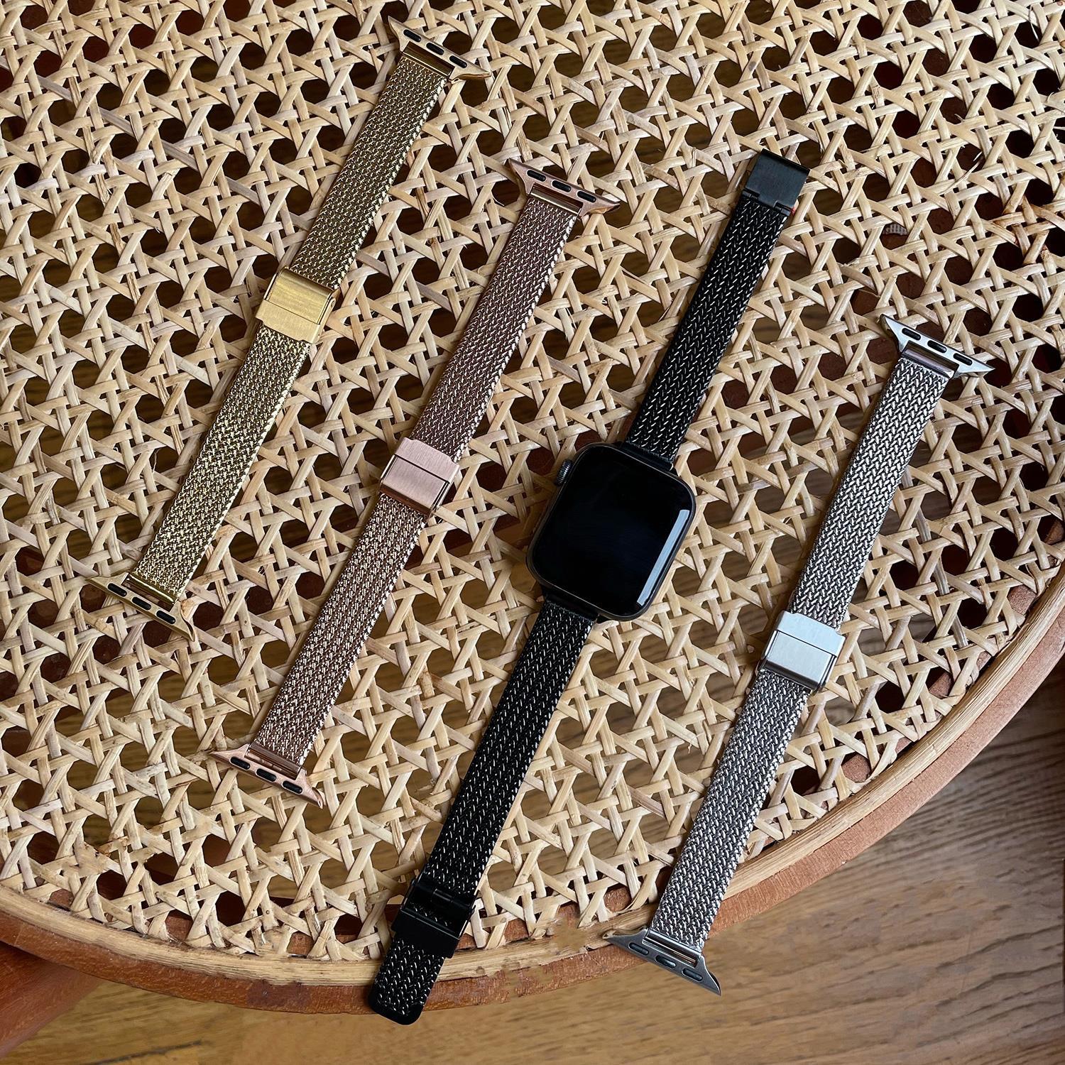 Suitable for iWatch9 apple watch with iwatch8 generation/SE metal s10 with fine wheat fringe herringbone mesh