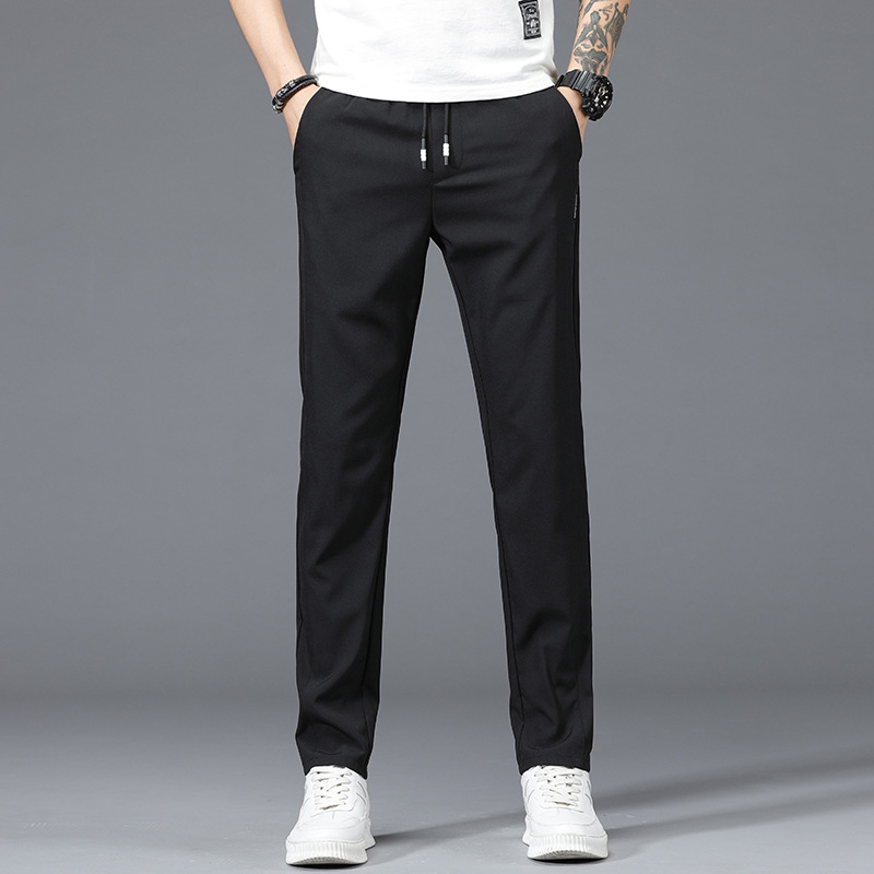 Quick dry silk breathable summer thin comfortable elastic trousers