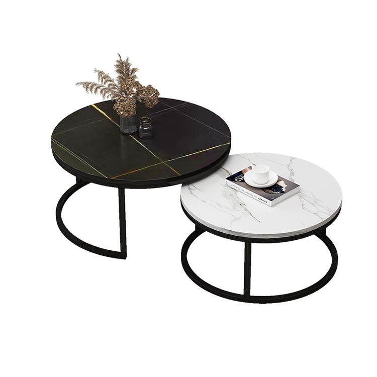 Nordic Light Luxury Rock plato mesa de té sala de estar en casa apartamento pequeño mesa lateral retráctil moderna sala de negociación simple mesa redonda de té