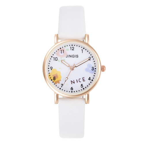New Cute Cartoon Children's Watch, Adorable Fresh and Clean Dial Student Girls Watch, College Style