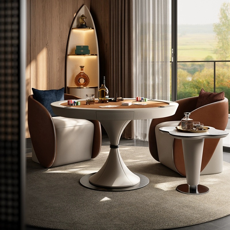Mesa especial para huevos, estilo italiano, lujo ligero, mesa de póquer de madera maciza de alta gama, combinación de mesa y silla de ajedrez minimalista moderna para el hogar