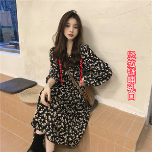 2025 Spring and Autumn Nursing Clothes for Going Out, Loose Postpartum Outfits for Hot Moms, Nursing Clothes, Floral Nursing Dress