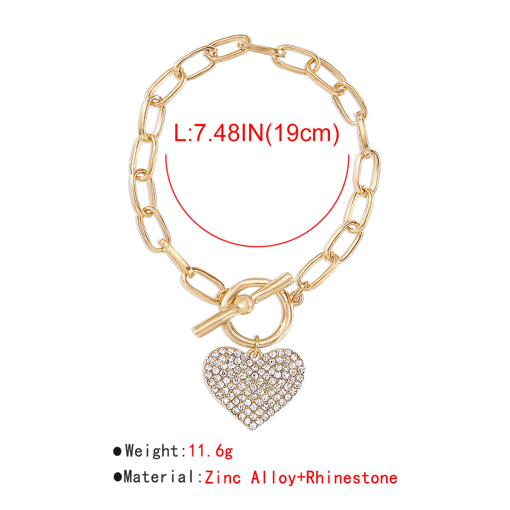 Cross-border Simple Small Fragrant Wind Geometric Chain Full of Rhinestone Love Necklace Bracelet