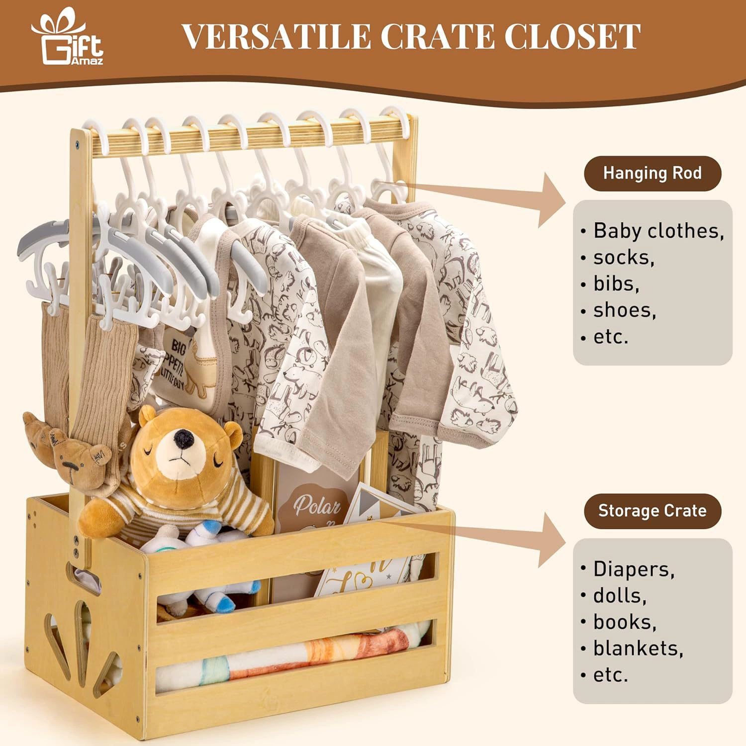 Стальная деревянная детская комната для новорожденных подставка для одежды для домашней одежды игрушка корзина для хранения детских принадлежностей деревянная коробка для хранения